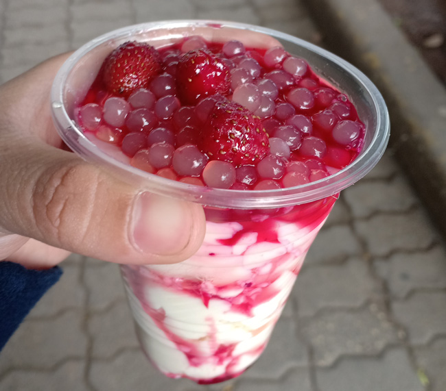 Strawberry Taho. A popular street food in Baguio City